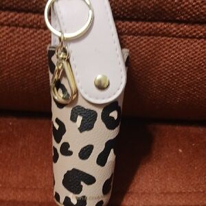 Bath & Body Works Cream and Black Leopard Keychain/hand Sanitizer gold Clasp